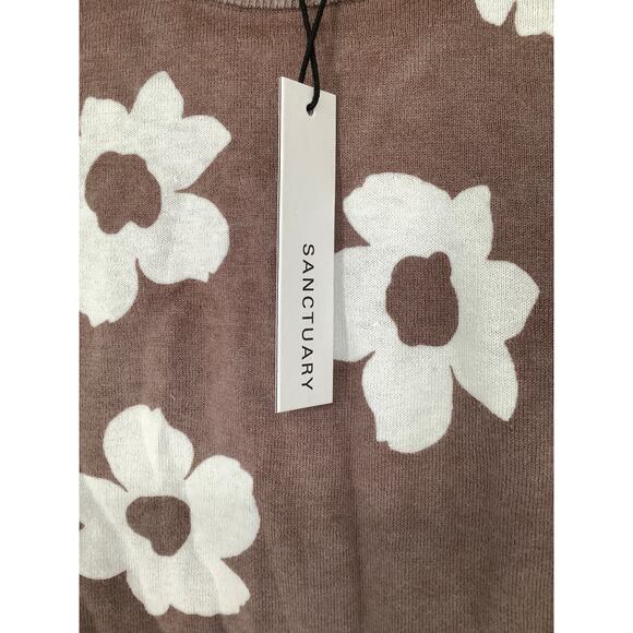 SANCTUARY Women's Small Cocoa All Day Long Floral Cotton Blend Sweater K33-19 - Picture 6 of 11